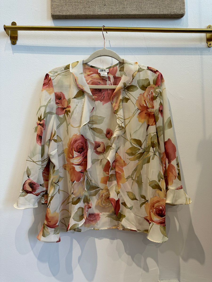 Floral open front blouse