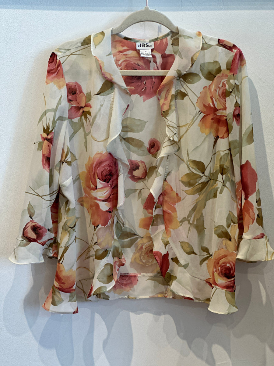 Floral open front blouse