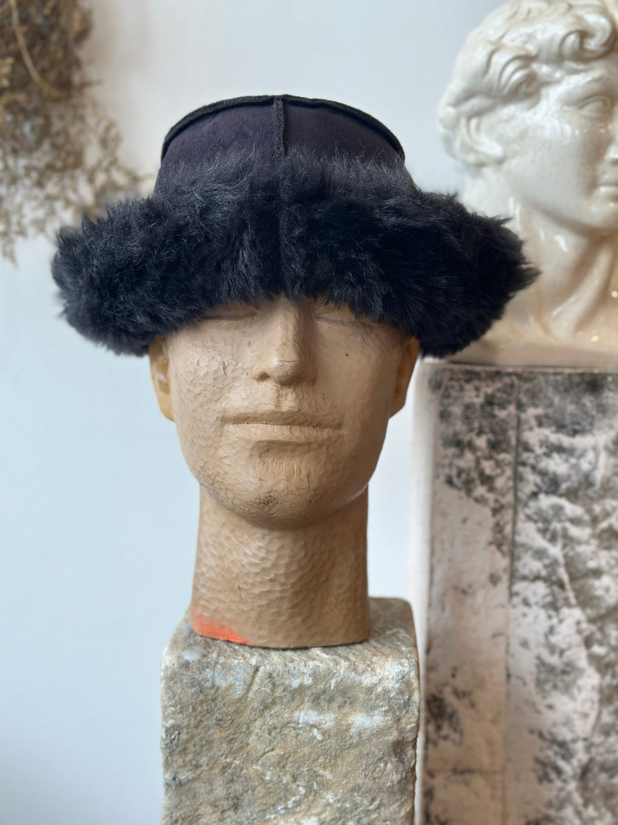 Vintage Suede and Faux Fur Hat
