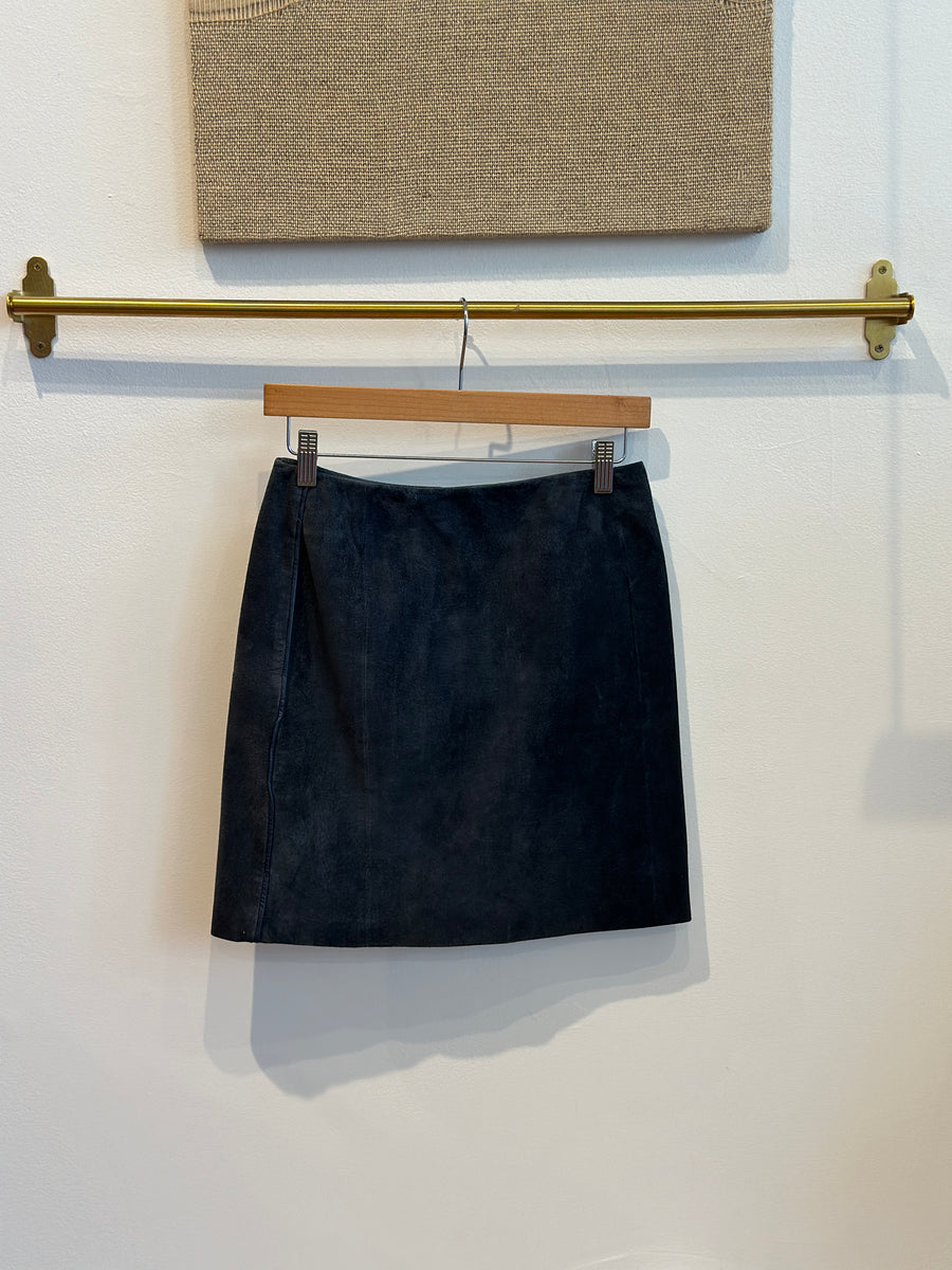 Vintage Seude Navy Mini Skirt