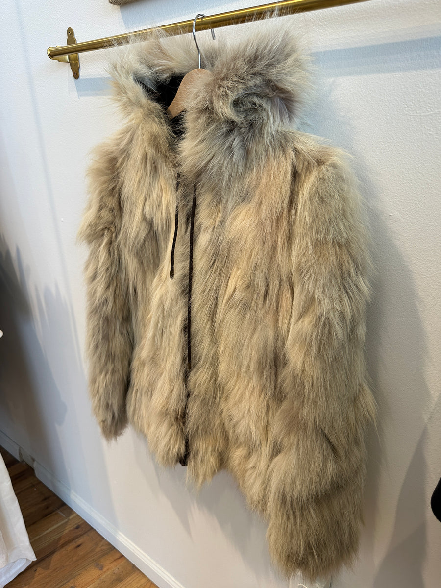 Vintage Hooded Fur Coat