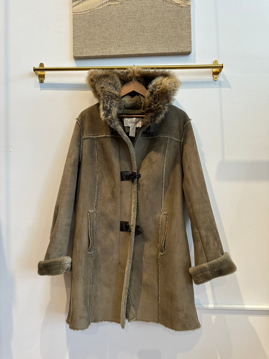 Vintage Suede and Faux Fur Coat