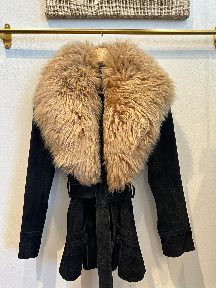 Vintage Leather and Faux Fur Coat