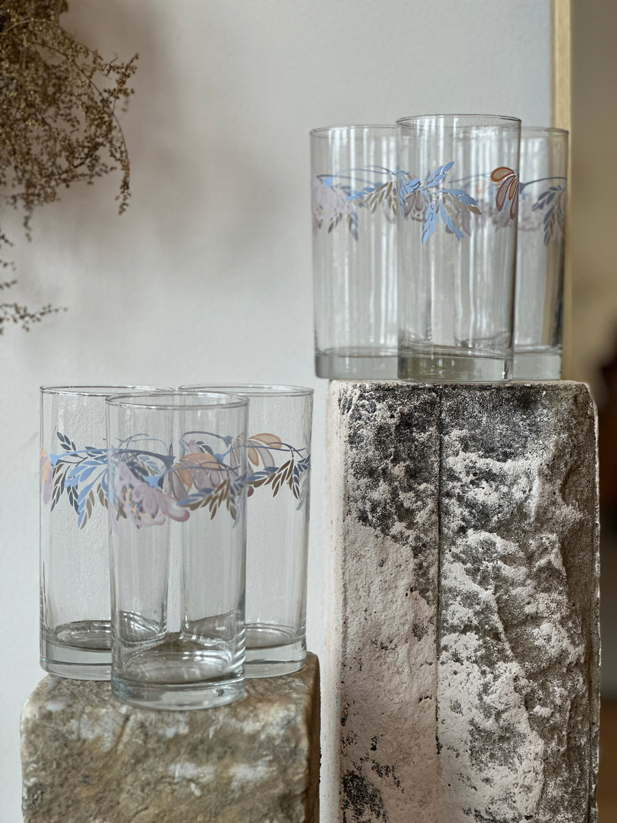 Set of 6 Vintage floral glasses
