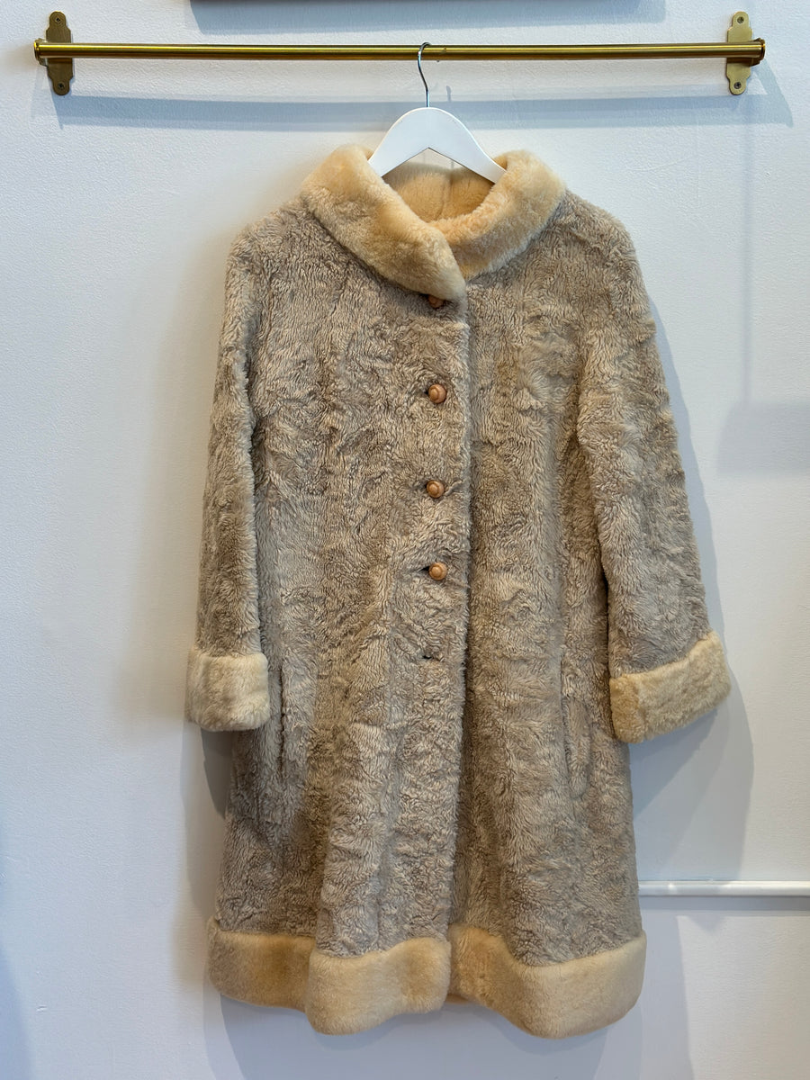 Vintage Faux Fur Cream Coat