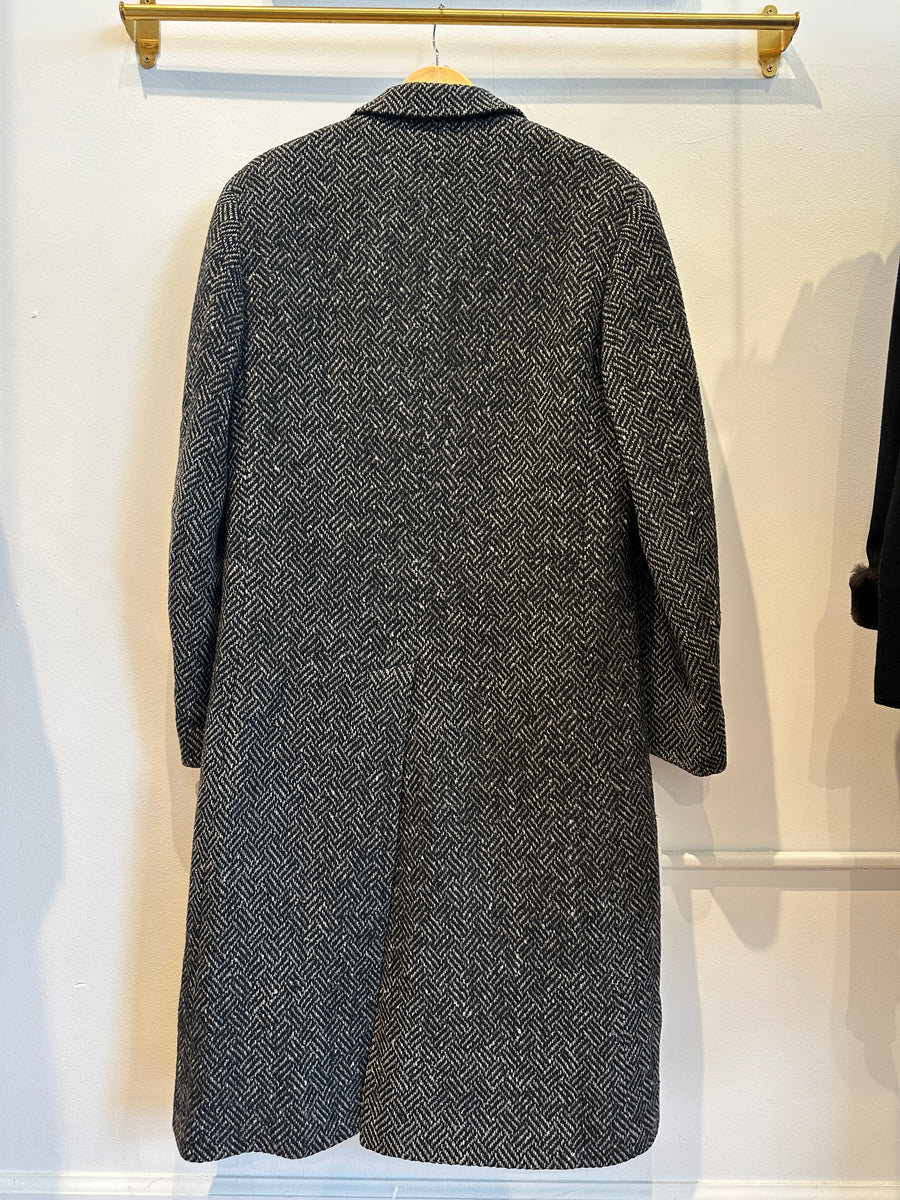 Vintage Herringbone 100% Wool Coat