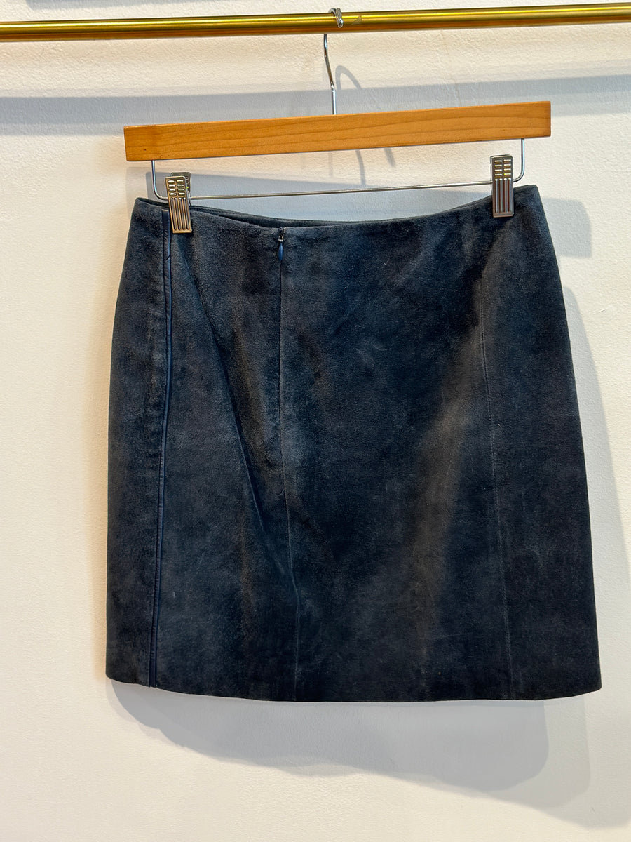 Vintage Seude Navy Mini Skirt