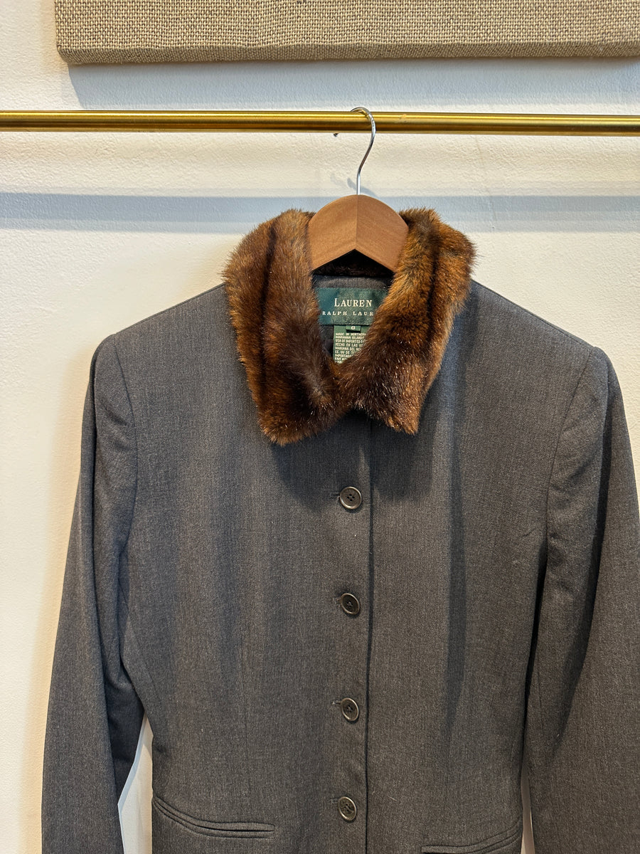 Vintage Ralph Lauren Faux Fur Collar Blazer