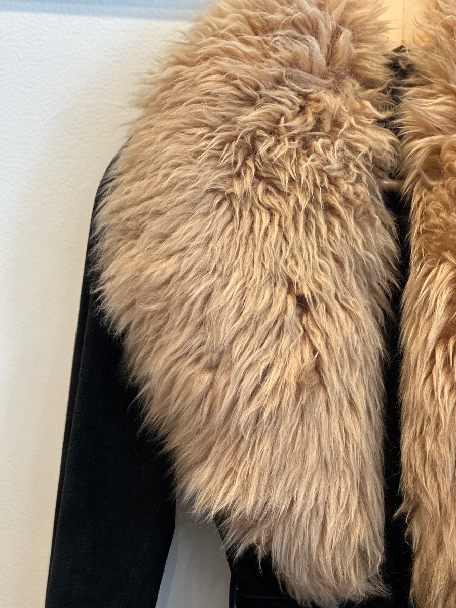 Vintage Leather and Faux Fur Coat