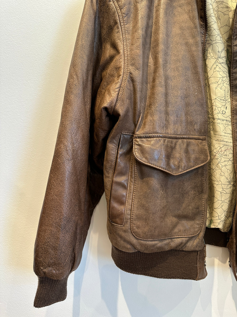 Vintage Leather Map Lining Bomber