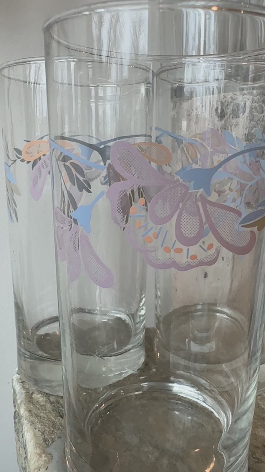 Set of 6 Vintage floral glasses